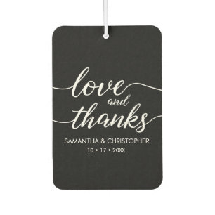 Black Love and Thanks Elegant script wedding Air F Car Air Freshener