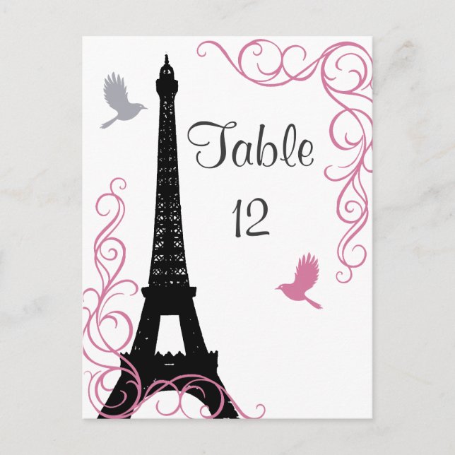 Black Love Birds Table Number Postcard (Front)