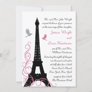 Black Love Birds Wedding Invitation