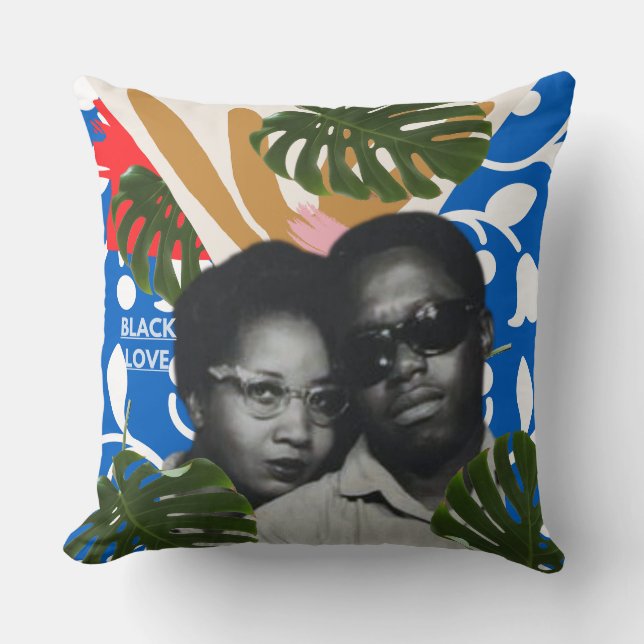 Black Love blue Cushion (Front)