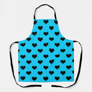 Black Love Heart On Blue Background  Apron