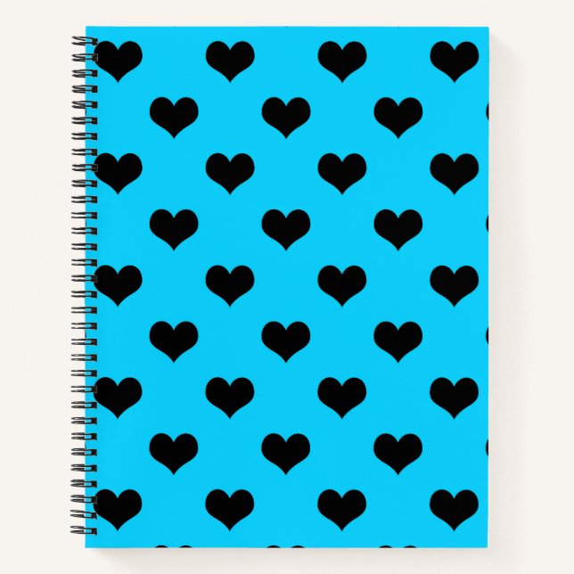 Black Love Heart On Blue Background  Notebook (Front)