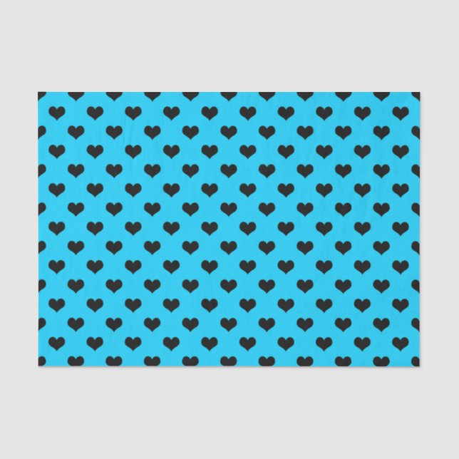 Black Love Heart On Blue Background  Tissue Paper (Front)