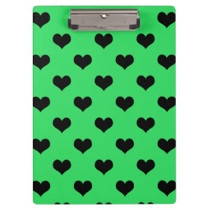 Black Love Heart On Green Background Clipboard