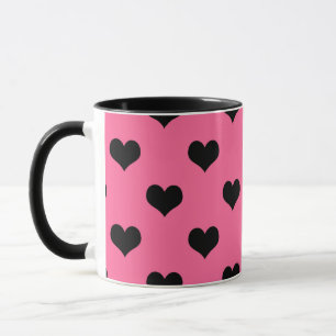 Black Love Heart On Pink Background Mug