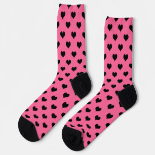 Black Love Heart On Pink Background Socks