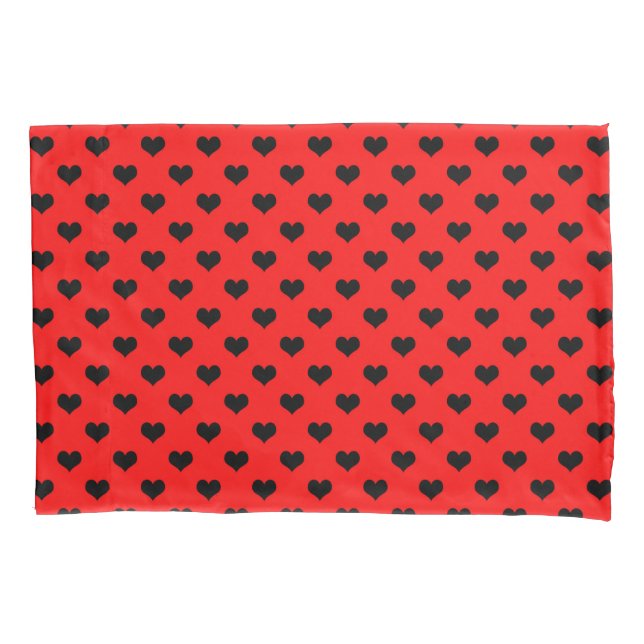 Black Love Heart On Red Background  Pillowcase (Front)