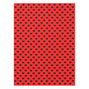 Black Love Heart On Red Background  Tablecloth