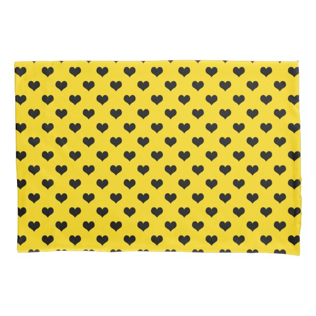 Black Love Heart On Yellow Background  Pillowcase (Front)