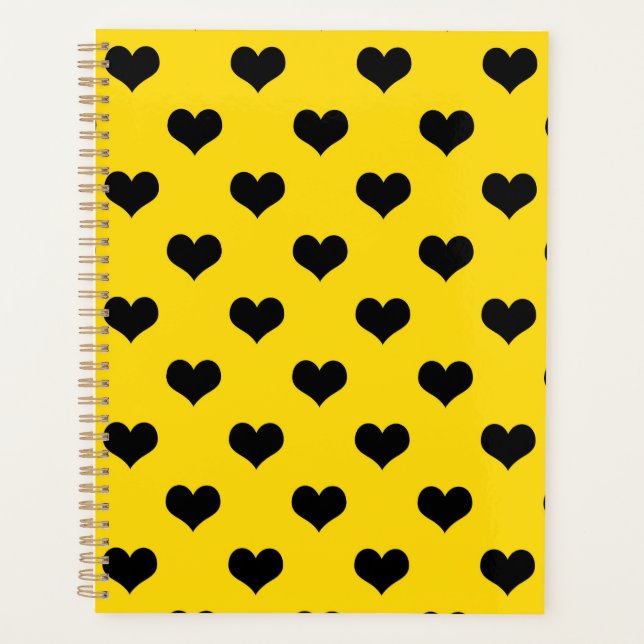 Black Love Heart On Yellow Background  Planner (Front)