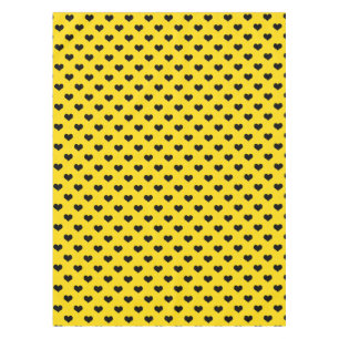 Black Love Heart On Yellow Background  Tablecloth