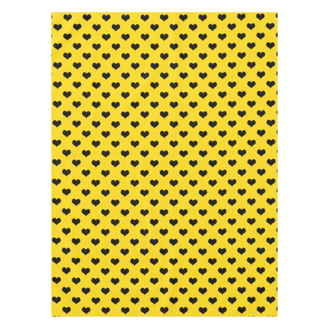 Black Love Heart On Yellow Background  Tablecloth (Front)