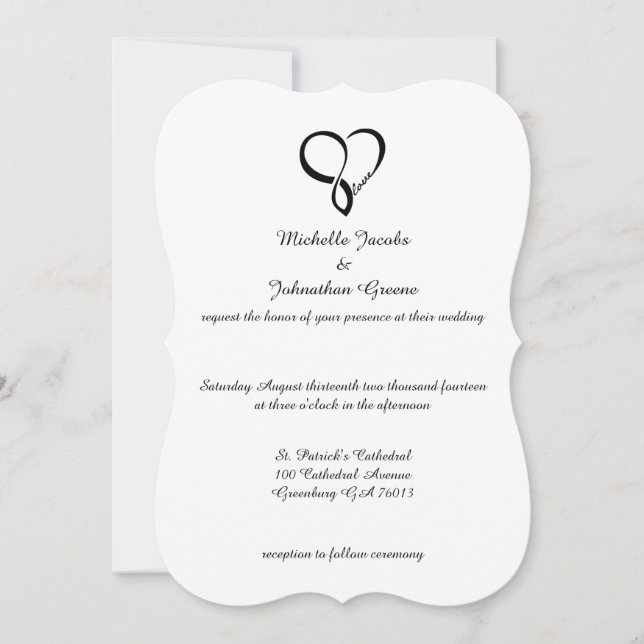 Black Love Heart Wedding Invitations (Front)