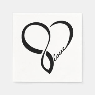 Black Love Heart Wedding Paper Napkins Set
