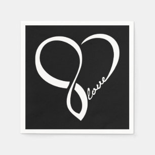 Black Love Heart Wedding Paper Napkins Set