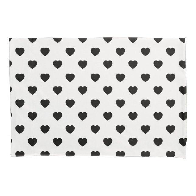 Black Love Hearts White Background Pillowcase (Front)