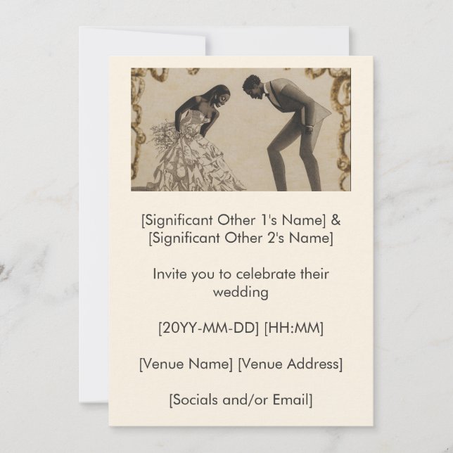 Black Love Story Begins Here Today Invitation (Front)