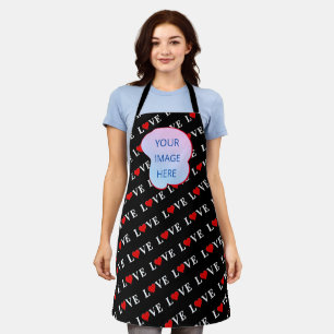 Black LOVE Trendy Black and White Apron