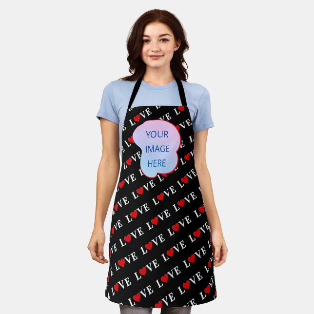 Black LOVE Trendy Black and White Apron (Worn)