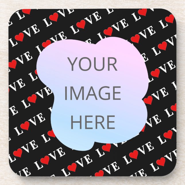 Black LOVE Trendy Black and White Coaster (Front)