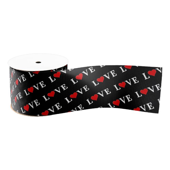 Black LOVE Trendy Black and White Grosgrain Ribbon (Spool)
