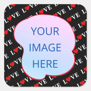 Black LOVE Trendy Black and White Square Sticker