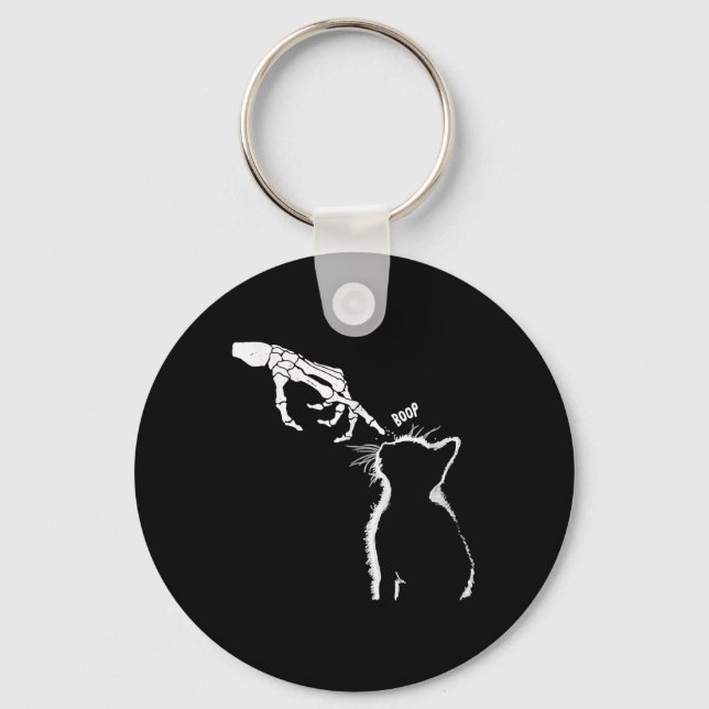 Black Lover Skeleton Hand Boop Funny Halloween 202 Key Ring (Front)