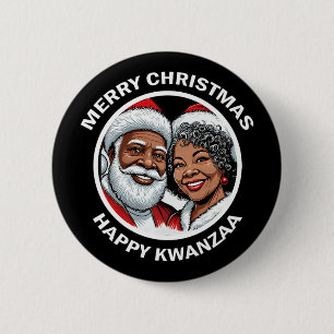 Black Loving Santa Claus And Mrs. Claus Christmas 6 Cm Round Badge