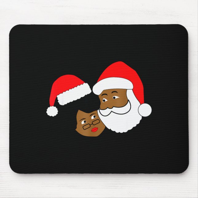 Black Loving Santa Claus And Mrs. Claus Ethnic Chr Mouse Pad (Front)