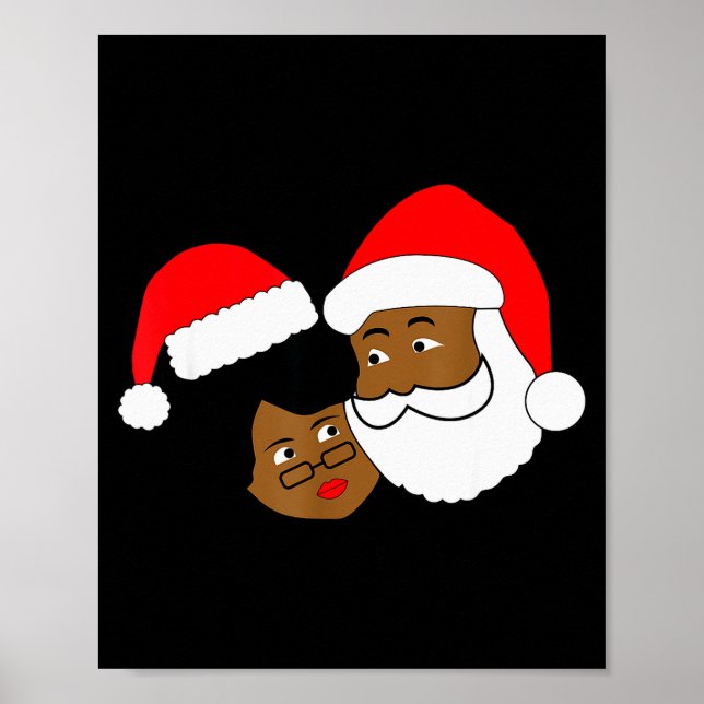 Black Loving Santa Claus And Mrs. Claus Ethnic Chr Poster (Front)