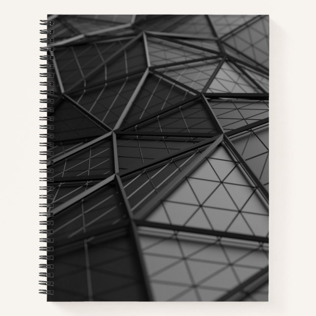 Black Low-Poly Bullet Journal / Lined Notebook (Front)