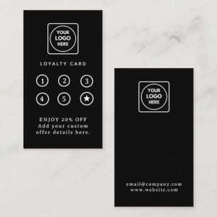 Black Loyalty Card   Custom Business Logo Punch 