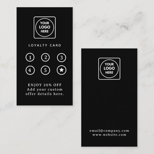 Black Loyalty Card | Custom Business Logo Punch  (Front/Back)