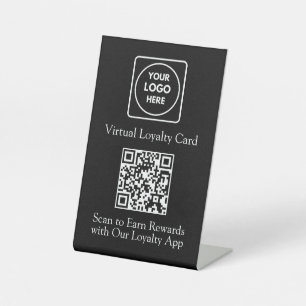Black Loyalty QR Code Custom Business Logo Pedestal Sign