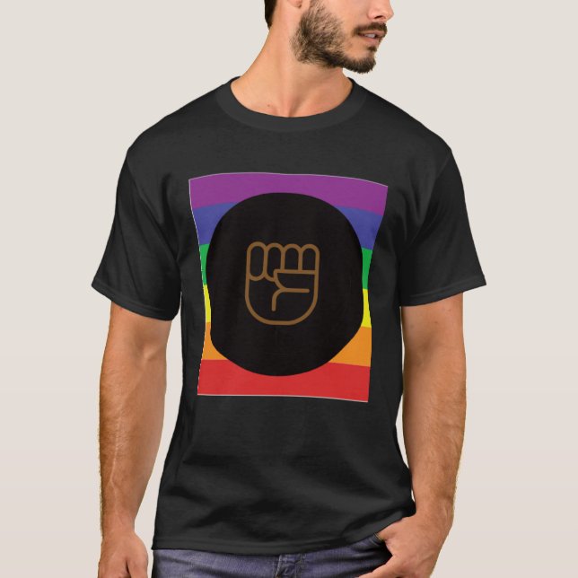 Black LQBTQIA+ Love Wins Rainbow Love Wins Resist  T-Shirt (Front)