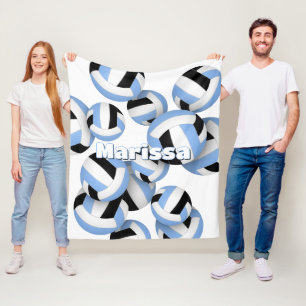 black lt blue team colors volleyballs girls sports fleece blanket