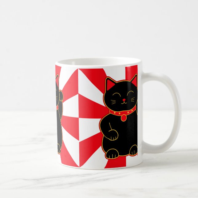 Black Lucky Cat Coffee Mug (Right)