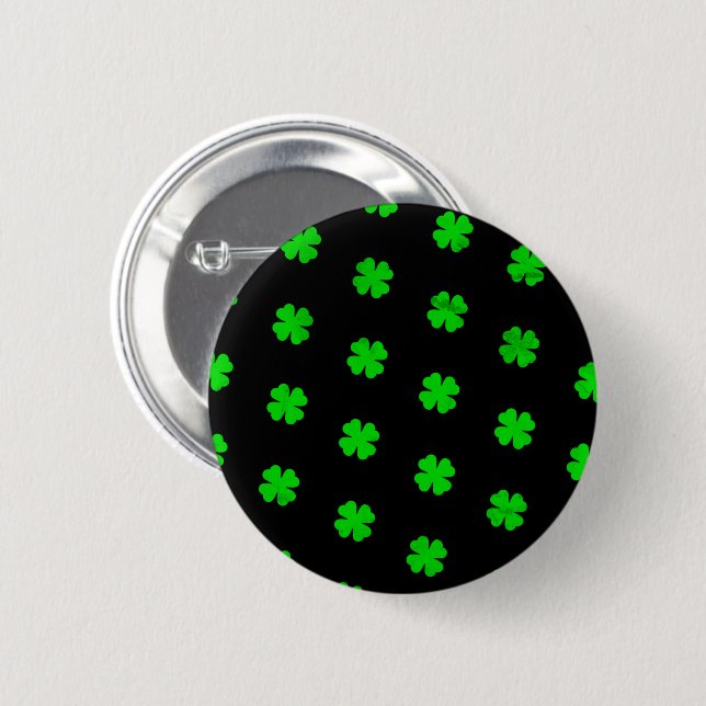 Black Lucky Clovers Button (Front & Back)