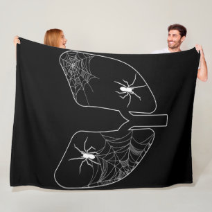 Black Lungs Spider Webs Halloween Spider Fleece Blanket