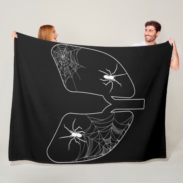 Black Lungs Spider Webs | Halloween Spider Fleece Blanket (In Situ)