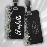 Black Luxe Holographic Glitter Personalised Luggage Tag<br><div class="desc">Level up your luggage with this gorgeous personalised luggage tag</div>