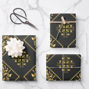 Black Luxurious Classy Elegant Pattern Wrapping Paper Sheet