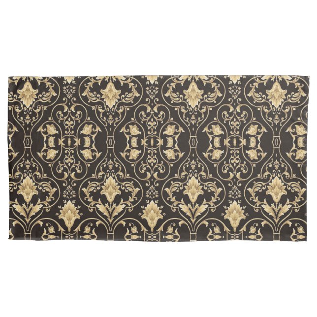 Black Luxurious Pattern  Pillowcase (Front)