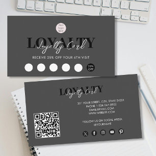 Black Luxury Business Logo QR Code Loyalty  Card