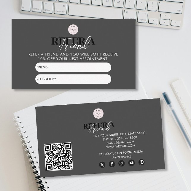 Black Luxury Business Refer A Friend Referral Card (Black Luxury Business Refer A Friend Referral Card)