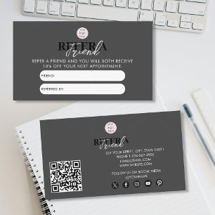Black Luxury Business Refer A Friend Referral Card