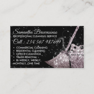 Black Luxury Cleaning Maid Janitor Business Card