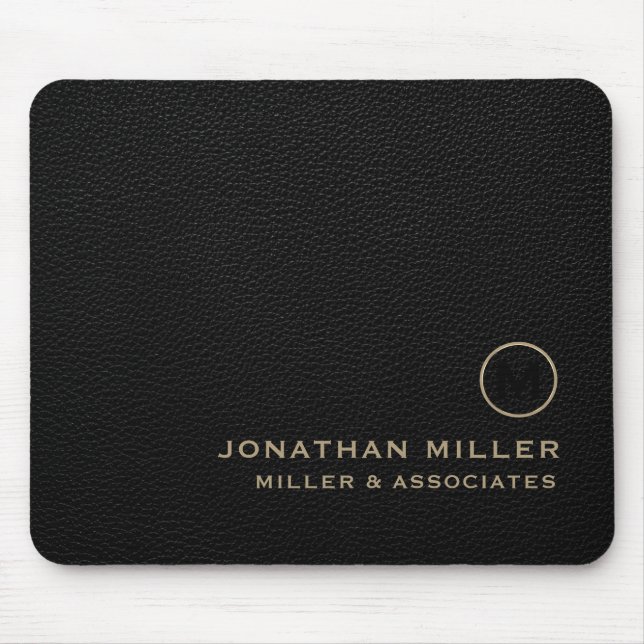 Black Luxury Gold Initial Logo Mouse Pad (Front)