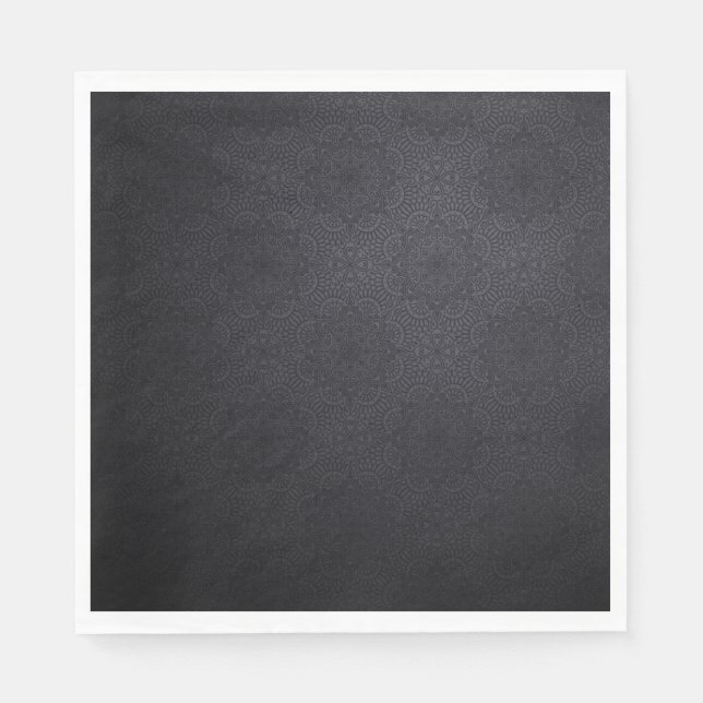 Black Luxury ornamental mandala design Napkin (Front)
