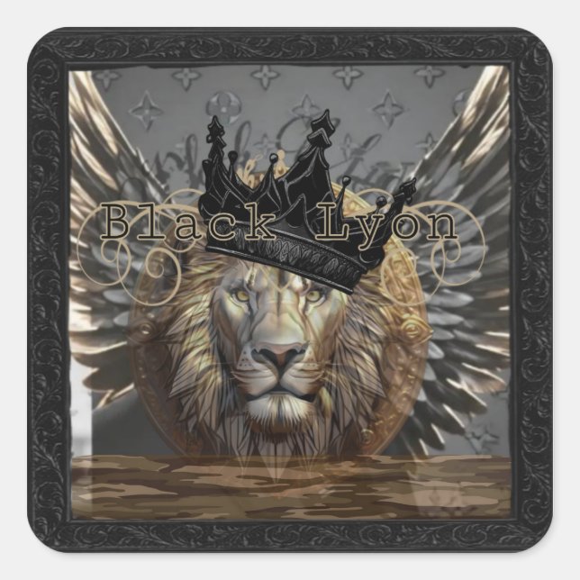 Black Lyon bass Square Sticker (Front)